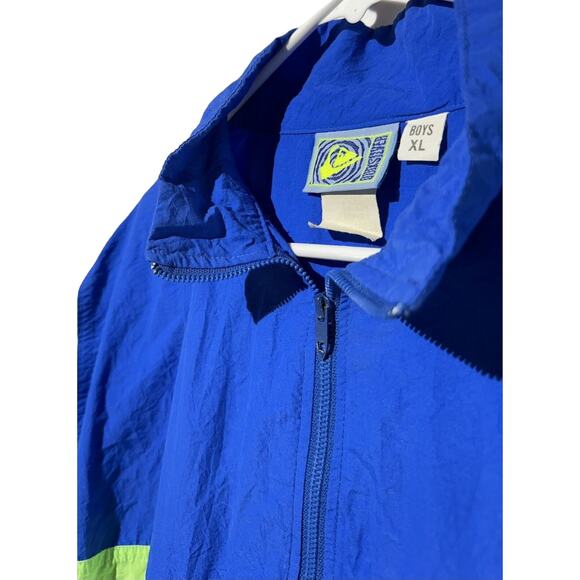 Vintage Quiksilver Jacket Boys Green Blue Full Zip Track Windbreaker Y2K size XL - Picture 3 of 4